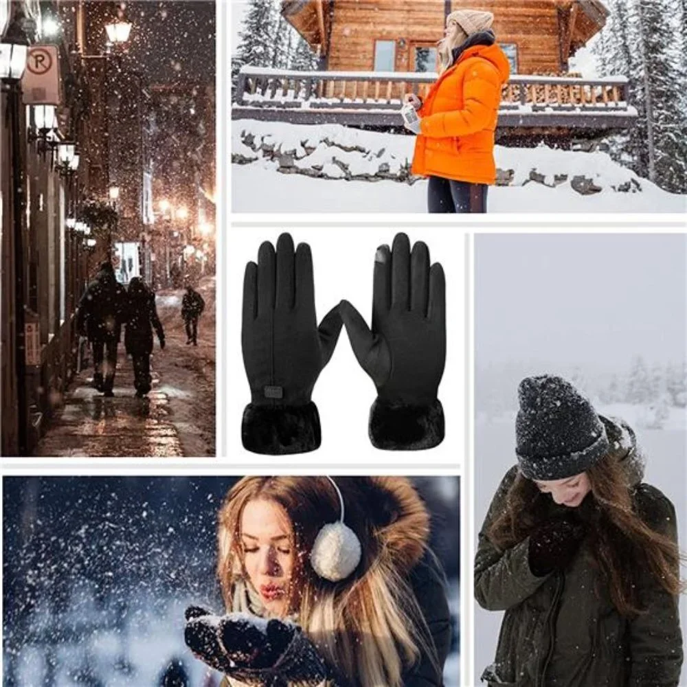 Winter Warm Touchscreen Glove Windproof Elastic Texting Black Gloves Women